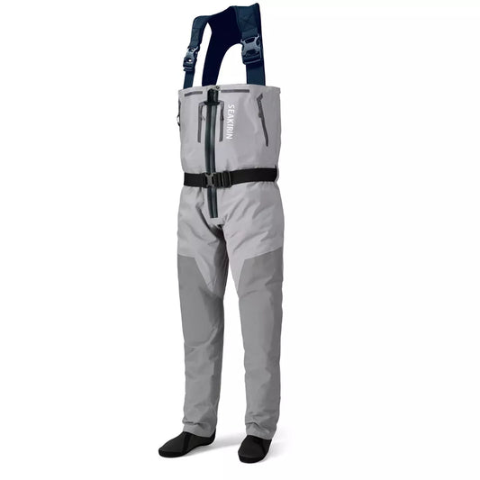 Breathable Zip-Front Chest Fishing Waders Waterproof Zippered Stockingfoot Waders Welded Seams Upstream Wading Gear for Hunting