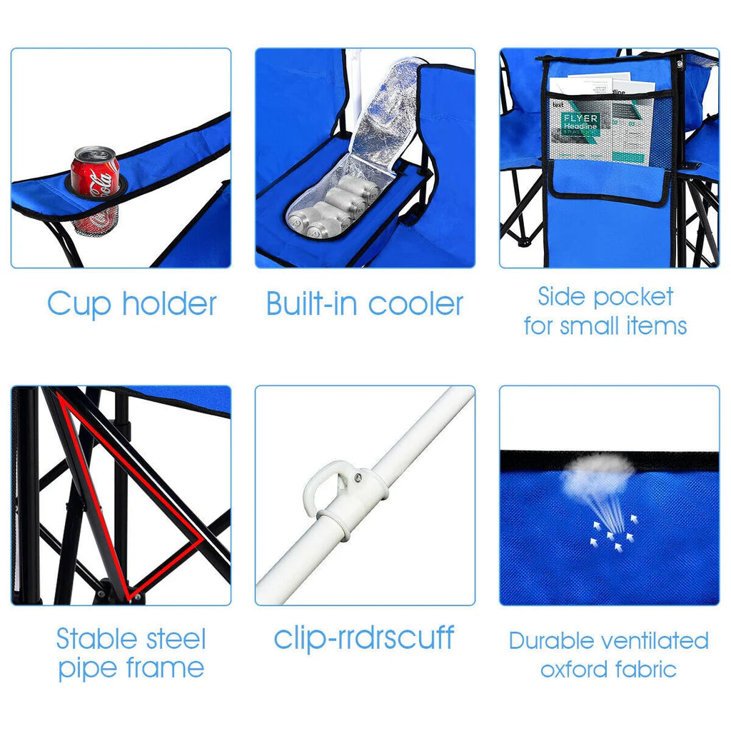 Portable Folding Picnic Double Chair with Umbrella